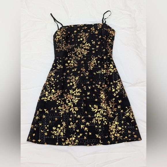 RIHOAS Dresses & Skirts - BNWT Rihoas / S / XL  / Black and Gold Floral Mini